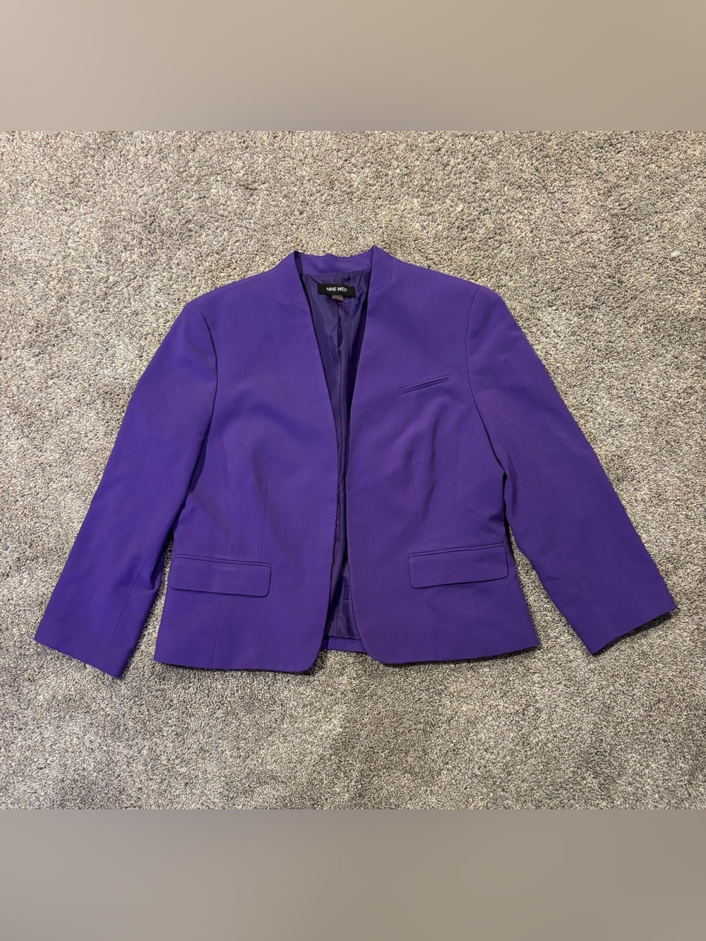 Nine West Women’s Purple Open Front Lined Short Blazer Jacket Long Sleeve Sz 12